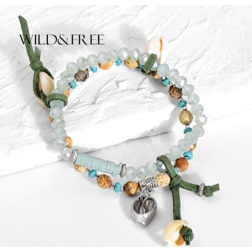 Wild&Free Bohemia Style Beads Bracelet Bangle Charm Jewelry For Women 2017 Adjustable Multilayer Friendship Bracelets Best Gift