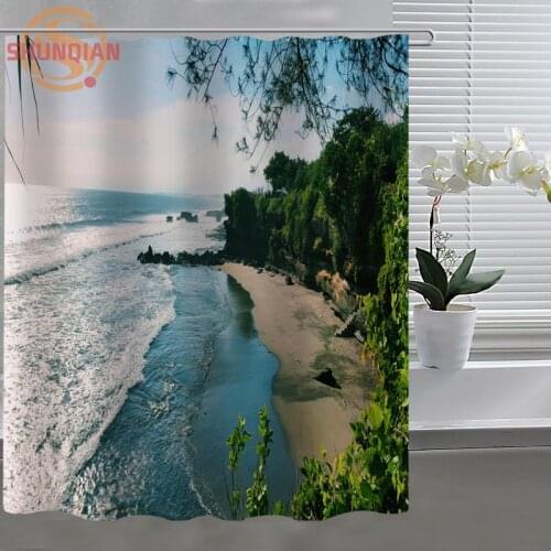 Bali Island Shower Curtain Eco-friendly Modern Fabric polyester Custom Shower curtain Home Decor H331J59CL