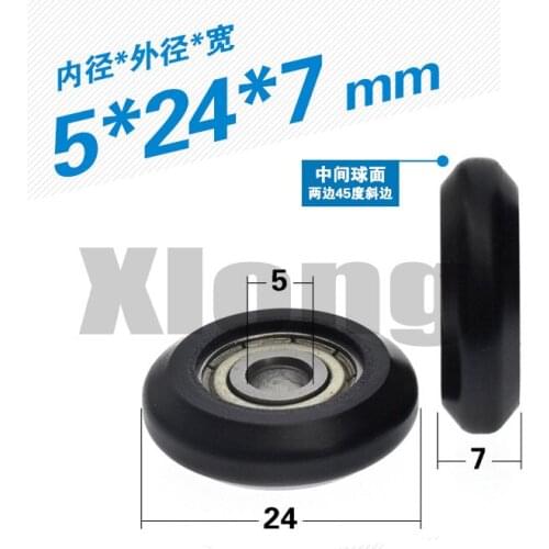 10pcs 5*24*7mm625 Bearing Plastic Coated 3D Printing Engraving Machine 2020 Aluminum Profile Track Wheel Cam Surface