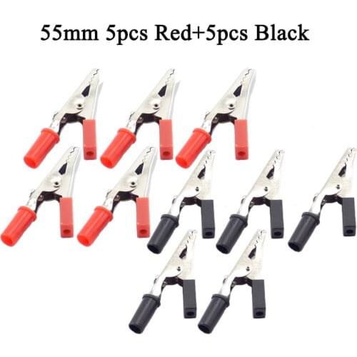 10pcs 55mm 5A Plastic Handle Alligator clips Crocodile Test Connector Test Probe Metal Clips Electrical DIY Tools