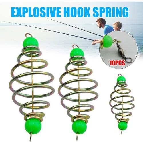 10pcs Inline Fishing Baits Football Shape Hanging Tackle Metal Feeder Fishing Tools Fluorescent Fishing Accessories HA