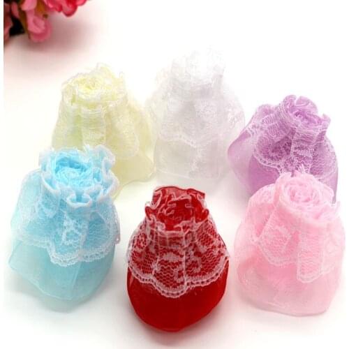 10 Yard/lot 5cm double layer pleated lace trim hair decoration diy clothes dress accessories fold lace fabric 6 Colors