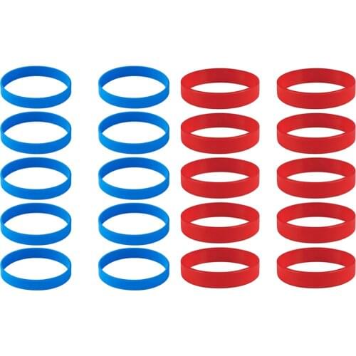 20 Pieces Elastic Wristbands Eco-friendly Silicone Bracelets Waterproof Durable Fashion Rubber Bracelet Blank Black Red Bulk