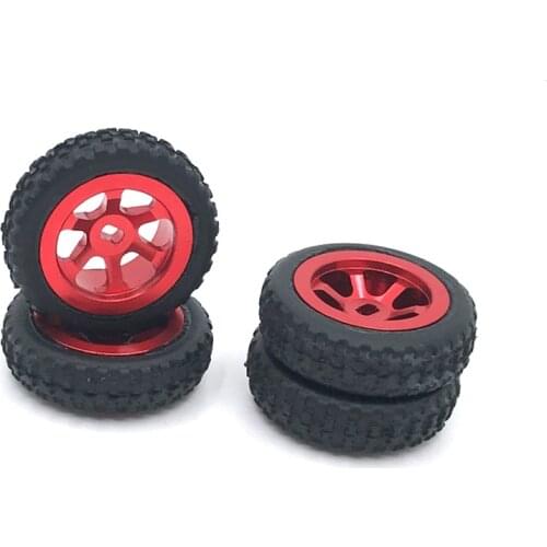 4PCS 1/28 RC Model Toy Rubber Tire Tyre Upgrade Accessories Fit for WLtoys k989 k969 RC Car Parts Aluminum Wheel Hubs Tires