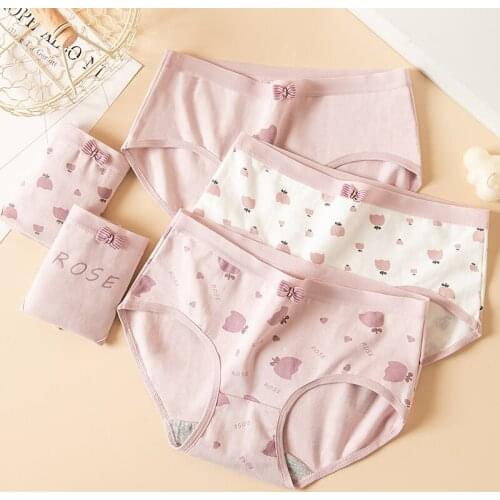 LANGSHA 5Pcs/set Panties Women Soft Cotton Cute Letter Female Briefs for Girls Lingerie Seamless Comfort Ladies Underwear M XL