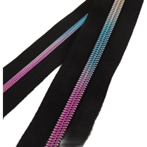 5 YARDS Rainbow Nylon Coil Zippers,4mm/6mm Black colorful purse nylon dress bag (ZP04)