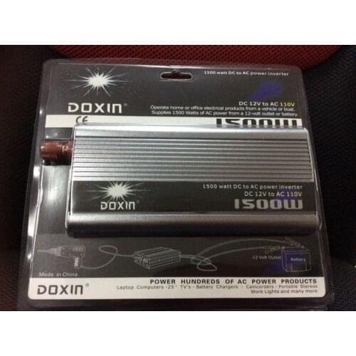 Free Shipping 1500W DC 12V to AC 110V crocodile clip + cigarette lighter line Power Inverter Converter Transformer Power Supply