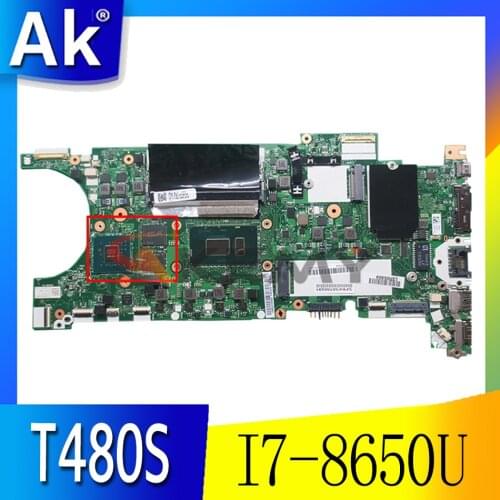 Akemy For Lenovo ThinkPad T480S Laptop motherboard ET481 NM-B471 SR3L8 I7-8650U CPU MX150 2G GDDR5