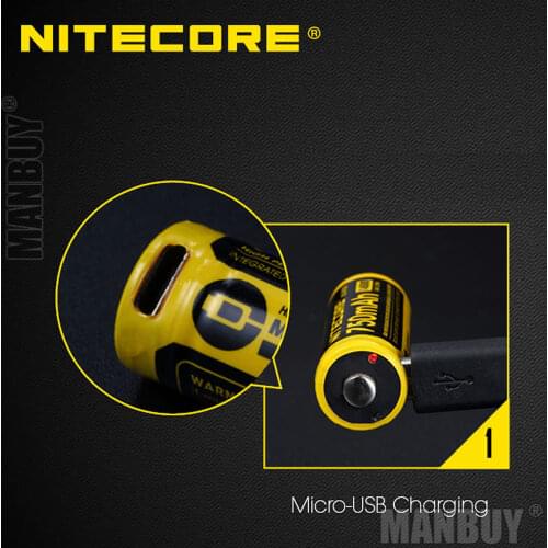 2019 NITECORE NL1475R 750mAh14500 High Performance Micro-USB Port Rechargeable Li-ion Battery 2.7Wh Button Top Protected Battery