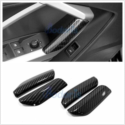 Car Styling Interior Carbon Fiber Color Door Holder Trim Grab Handle Cover Protector Panel Chrome For AUDI Q3 2019 Accessories
