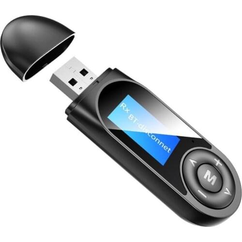 Wireless Bluetooth v5.0 Receiver Transmitter 2 in 1 3.5mm LCD Digital Display Audio Adapter