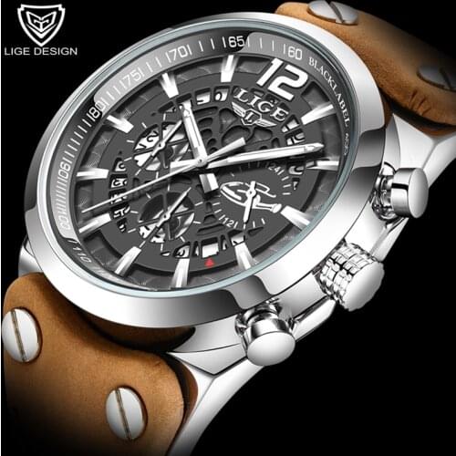 LIGE Luxury Brand Men Analog Leather Sports Watches Mens Army Military Watch For Male Date Quartz Clock Relogio Masculino 2020