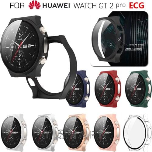 Watch Cover Case For Huawei Watch GT2 Pro ECG Matte PC Bumper With Tempered Glass Screen Protector For GT 2 Pro ECG Accessories
