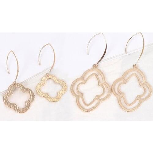 E5822 ZWPON Hammered Cutout Clover Earrings for Women Fashion Gold Color Morocco Statement Earrings Jewelry Wholesale