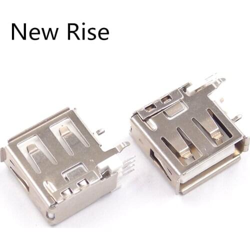 100Pcs USB Type A Female Solder Jacks Connector Side Needle 4Pin 90 Degree USB Data Interface Length 14mm