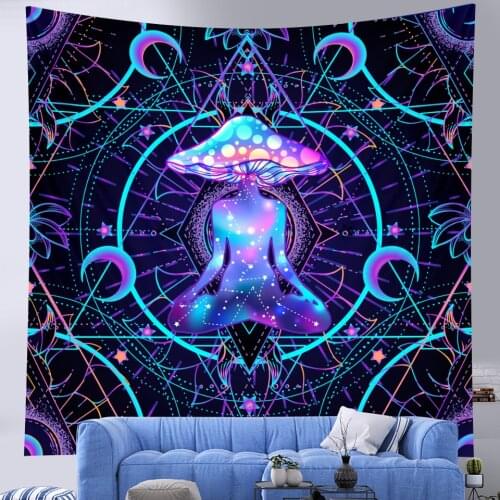 Indian Mandala Tapestry Witchcraft Mushroom Tapestry Bohemian Decoration Chakra Meditation Home Decor Hippie Sheet Yoga Mat