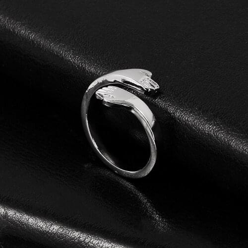 Hand with Hug Rings For Women Men New Fashion Punk Vintage Silver Color Open Rings Statement Finger Jewelry Gift Wholesale