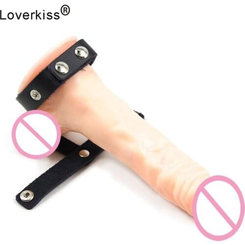 Genuine Leather Ballstretcher Penis Rings Delay Ejaculation Keep Erection Cock Ring Scrotum Resistance Cockring Sex Toys for Men