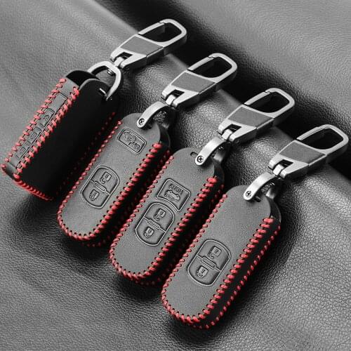 Leather Car Key Cover Remote Fob Case For MAZDA 2 3 5 6 CX-3 CX-5 CX-7 CX-9 Speed Miata MX5 Shell Jacket Protector 2 3 Button