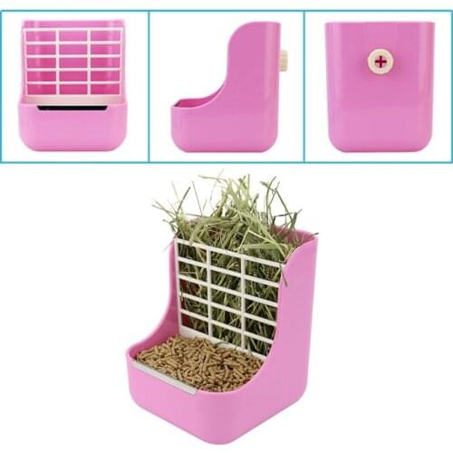 Rabbit Hay Feeder Bunny Feeder Guinea Pig Hay Feeder 2 in 1 Hay Food Feeder for Small Animals Cage Accessories