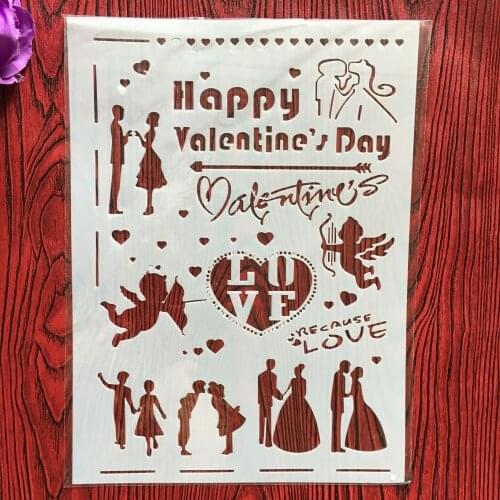 A4 Happy Valentines Day layered stencil scrapbook stamp album photo album decoration embossed paper card template decoration