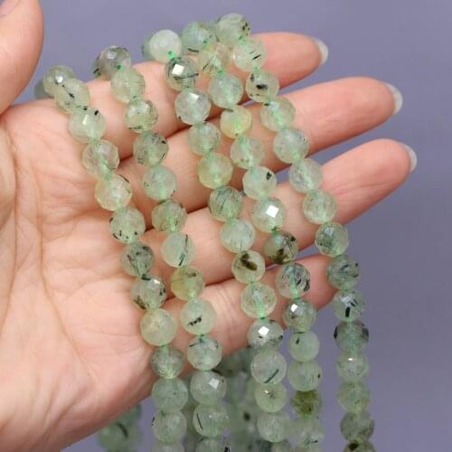 Natural Semi-precious Stone Round Cut Bead Rutilated Quartz DIY for Making Jewelry Necklace Bracelet Accessories Gift 38cm