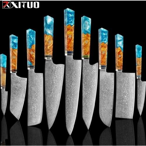 XITUO Damascus Knife Set Kitchen Knife Damascus Steel VG10 Chef Knife Santoku Knives Japanese Knife Home kitchen tools best gift