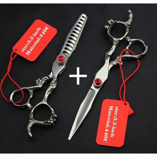 Profissional 440C 6.0 5.5 inch hair scissors thinning cutting hairdressing scissors shears scissor set styling tools Free Ship