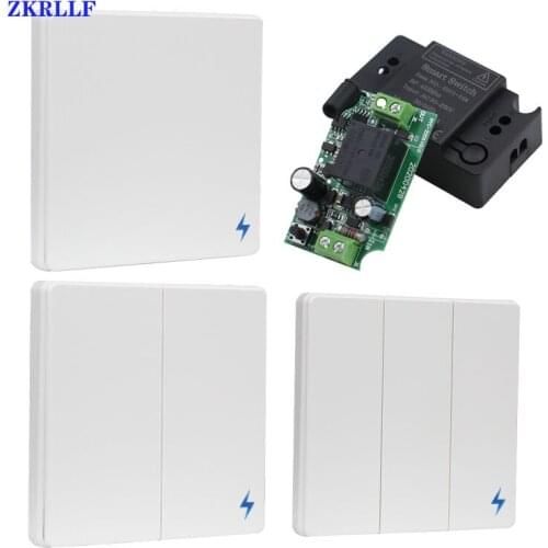 433Mhz 1/2/3 Gang Smart Push Wireless Switch Light RF Remote Control 220V 110V Receiver Home Wall Button Ceiling Lamp