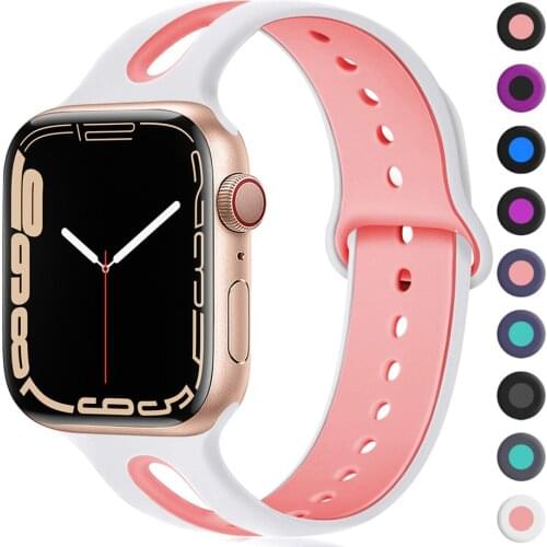 Silicone Strap For Apple Watch band 40mm 38mm 44mm 42mm Rubber wristband Sport belt bracelet iWatch 6 5 4 3 2 SE 40 38 42 44 mm