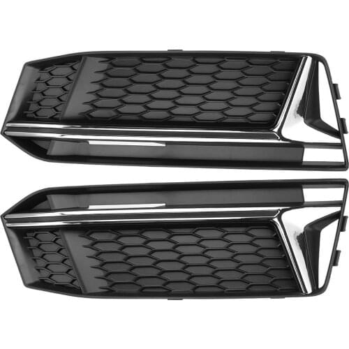 New 2X Car Front Fog Light Grill Grille Honeycomb Hex Lamp Cover For Audi A4 B9 S-Line S4 2016 2017 2018 8W0807681K 8W0807682K