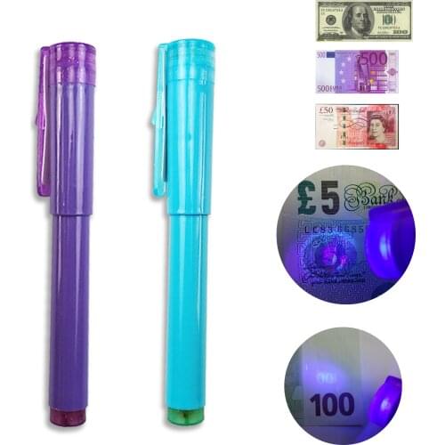 2 IN 1 Detector Pen with UV light Counterfeit Bank Note Tester Pen with Ball-point Convenient Handy fake money Detector ball-pen