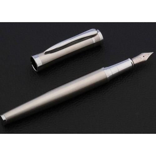 Luxury Stainless Steel Fountain Pen 0.5mm Nib Stationery Office School Supplies Ink Pens New