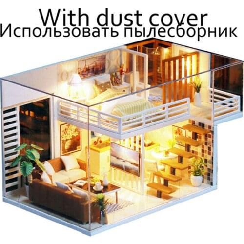 Assemble DIY Doll House Toy Wooden Miniatura Doll Houses Miniature Dollhouse Toys With Furniture Dust Cover LED Birthday Gift