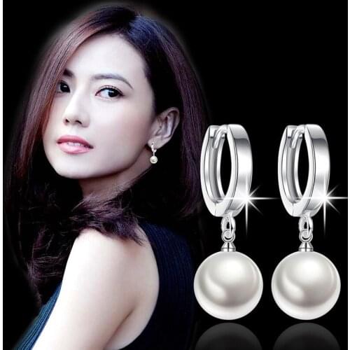 Silver Color Korean Pearl Drop Earrings For Women Earring Earings Jewelry Earing Brincos Natural Black Stone Earrings Wholesale