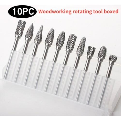 10pcs tungsten steel grinding head tungsten carbide burrs sets mini drill diamond burs material tungstenio dremel accessories