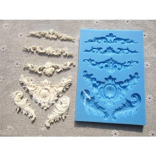 Flower Vine Symmetry Shape Silicone Mold Fondant Paste DIY Baroque Pattern Pressing Silicone Decorating Mold Chocolate Gum Paste