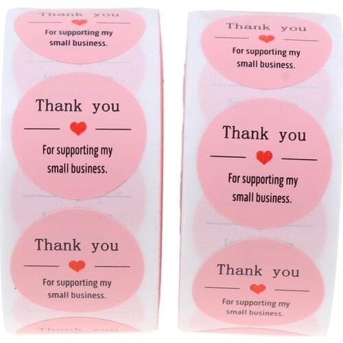 Pink Paper Label Stickers Gold Thank You Sticker Scrapbooking 500pcs for Wedding Gift Card Business Packaging Stationery Sticker