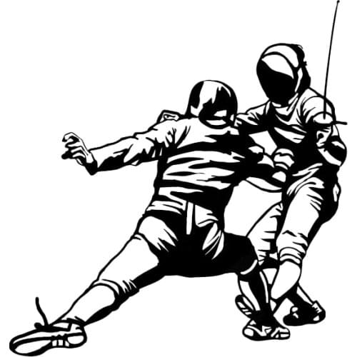Stylish Car Stickers Decals Sports Fencing Combat Car Stickers Silhouette Pvc Stickers Black/white, 15cm*14cm