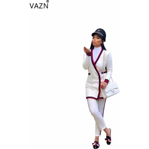 VAZN 2019 Spring Hot Fashionable Popular Sexy Elegant Lady Outwears Solid V-Neck Full Sleeve Lady Slim X-Long Outwears WYNZ8151