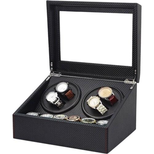 High Quality Electric Shaker Watch Storage Box Carbon Fiber Pattern Automatic Winding Watch Box Mechanical Watch Rotating Motor