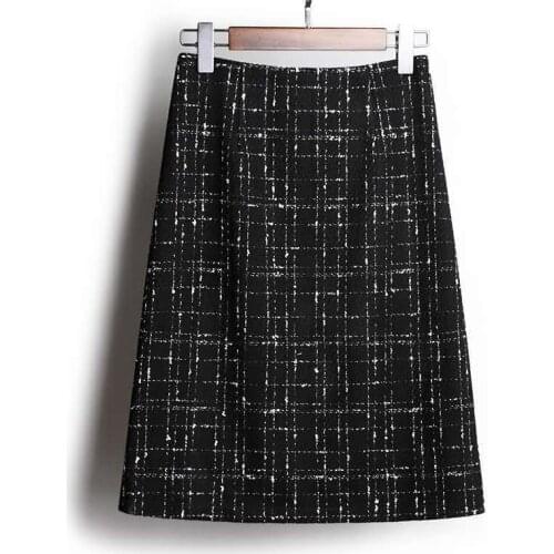 High Waist A-line Plaid Skirts Women Slim Midi Skirts Female Casual Side Zippers Mujer Faldas 2021 New Spring Autumn Y710