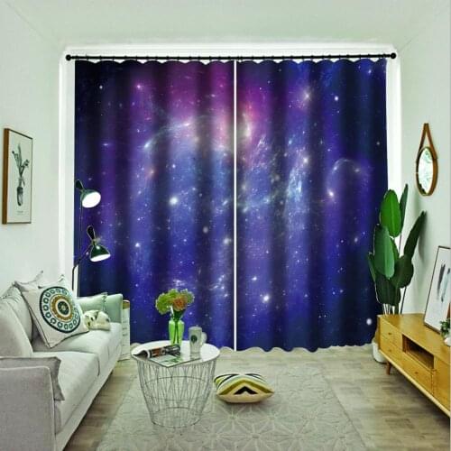Photo Blackout Window Drapes Luxury Blue sky stars 3d curtains Bedroom living room windproof thickening blackout curtains
