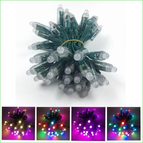 50pcs DC5V/ DC12V Green wire WS2811IC 12mm RGB Module LED Pixel Light Digital Full addressable RGB LED pixel waterproof IP68