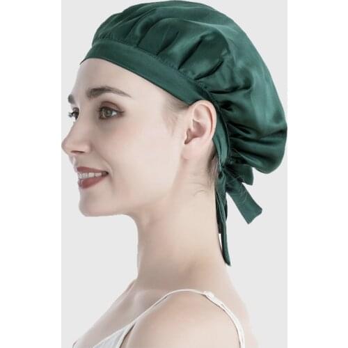 Women Satin Night Sleep Cap 100% Silk Hair Bonnet Hat Silk Head Cover Wide Elastic Band Women Satin Bonnet Fashion Stain Silky
