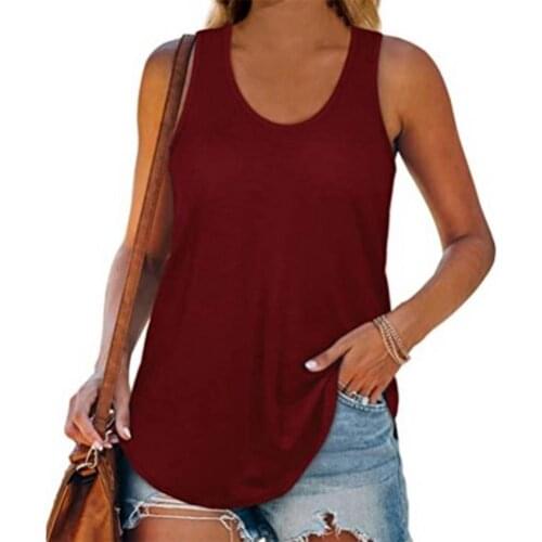 Women Vest T shirt Casual Loose Sleeveless U Neck Solid Color Loose Vest Corset Top Streetwear T-shirt Summer 2021