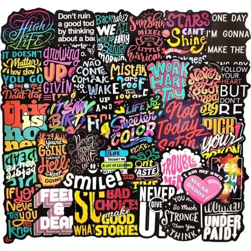 10/30/50pcs/pack Inspirational phrase Color focus Stickers For Refrigerator Car Helmet DIY Gift Box Bicycle Decal Notebook Etc