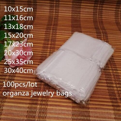 100PCS White Drawstring Organza Bags Wedding Party Christmas Gift Bags For Jewelry Packaging For Jewelry Pouch Bag Jewellery Bag
