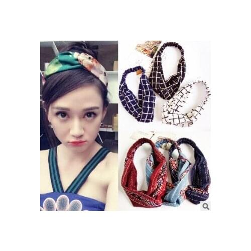 120pcs/lot DIY Multi Elastic Cross Silk Lady Headband Apring And Summer Wide Yoga Wash Face Head Bands Accessories HA588