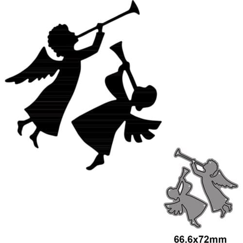 2pcs Metal cutting die cut moldAngel playing the trumpet for card making scrapbooking paper photo album craft template mold 2021